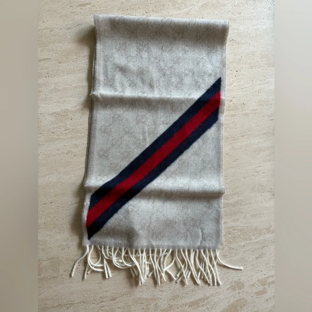 NWT Gucci GG Jacquard  Wool Scarf/Shawl